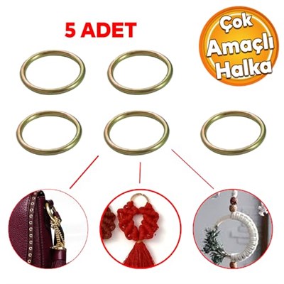 Badem10 Metal Halka Sarı Renk No:14 Duvar Makrome Anahtarlık Süs Eşya Hobi Malzeme Karabina Aksesuar 5 Adet