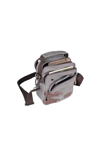 Bagacar 8681 Kanvas Çapraz Omuz Postacı Çantası Gri