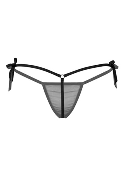Bağcıklı Transparan Kadın Siyah Fantezi String