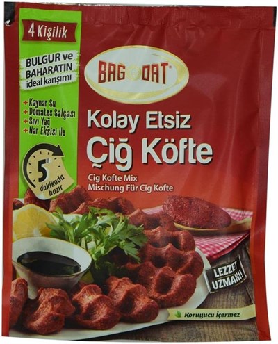 Bağdat Kolay Etsiz Çiğ Köfte Bulgur ve Baharat Karışımı 4 Kişilik 120 g 2li paket - Seçenekler: 12 cm x 16 cm x 1 cm, 12 cm x 16 cm x 1 cm (2 paketi)