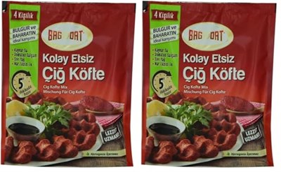 Bağdat Kolay Etsiz Çiğ Köfte Bulgur ve Baharat Karışımı 4 Kişilik 120 g 2li paket - Seçenekler: 12 cm x 16 cm x 1 cm, 12 cm x 16 cm x 1 cm (2 paketi)