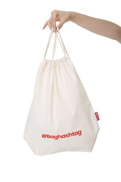 Baghashtag Baskılı Ham Bez Büzgülü Sırt İpli Bez Çanta