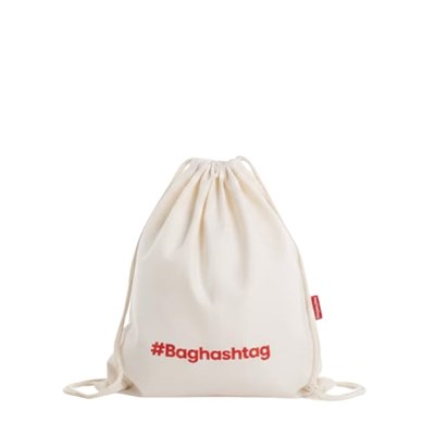 Baghashtag Baskılı Ham Bez Büzgülü Sırt İpli Bez Çanta