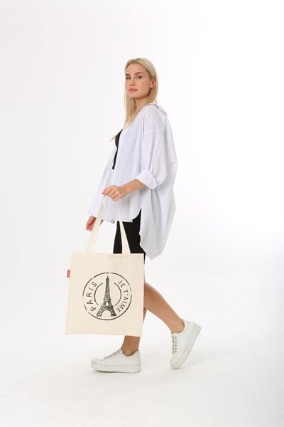 Baghashtag Paris Baskılı Bez Çanta
