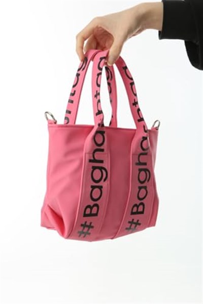 Baghashtag Pembe Mini Su Geçirmez Kulp Yazılı Tote Çanta
