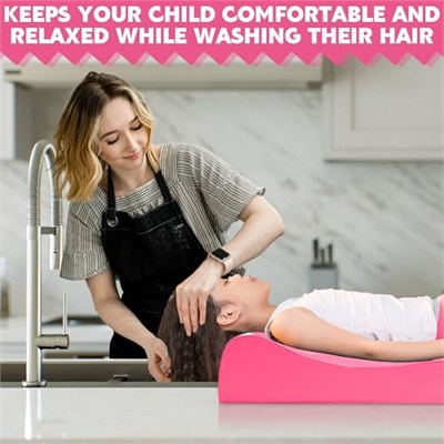 BALAPET Çocuklar için Saç Yıkama İstasyonu, Çocuklar için Şampuan Köpük Mat Rahat Destek için Ergonomik Tasarım Lavaboda Saç Yıkama Matı Taşınabilir Katlanabilir Şampuan Buddy Havzası Temel (Gül