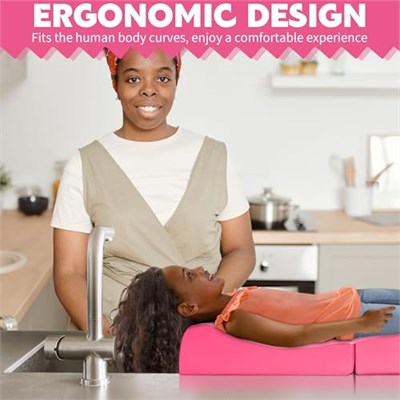 BALAPET Çocuklar için Saç Yıkama İstasyonu, Çocuklar için Şampuan Köpük Mat Rahat Destek için Ergonomik Tasarım Lavaboda Saç Yıkama Matı Taşınabilir Katlanabilir Şampuan Buddy Havzası Temel (Gül