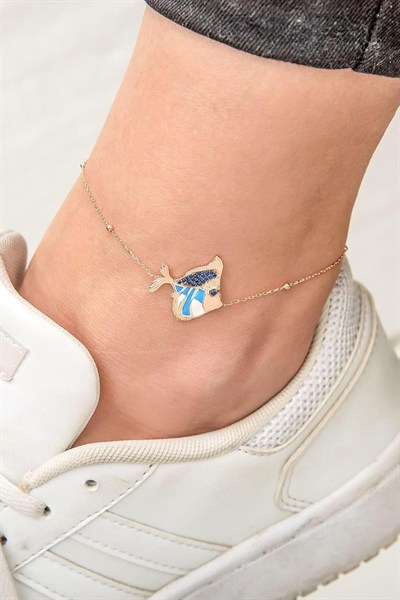 Balık Halhal Dorica Toplu Rose Altın Kaplama 925 Ayar Gümüş Uvps800019