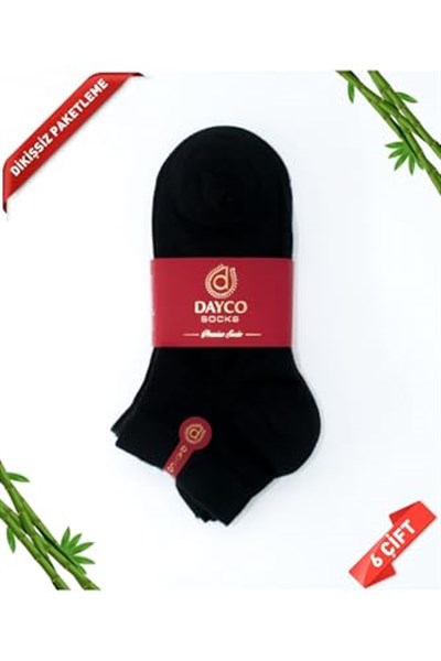 Bambu Erkek Dikişsiz Premium Patik Siyah Çorap 6lı Set - 41-45 - 10500-S