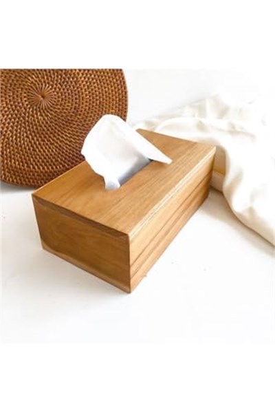 Bambu Peçetelik, 23 cm Masaüstü Peçete Kutusu, Bambu Kağıt Mendil Kutusu Kahverengi 23 x 13