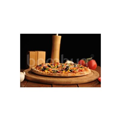 Bambum Errica - Yuvarlak Sunum Tabağı - Kesme Tahtası - Pizza Tahtası