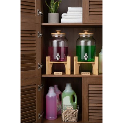 Bambum Fuente Ahşap Kapak Ve Bambu Standlı Cam Sebil 3l