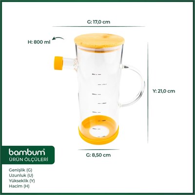 Bambum Gepetto - Bambu Kapaklı Yağdanlık 800ml