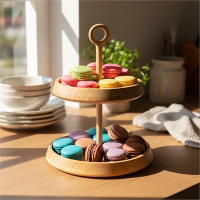 Bambum Macaron 2 Katlı Sunum Yuvarlak