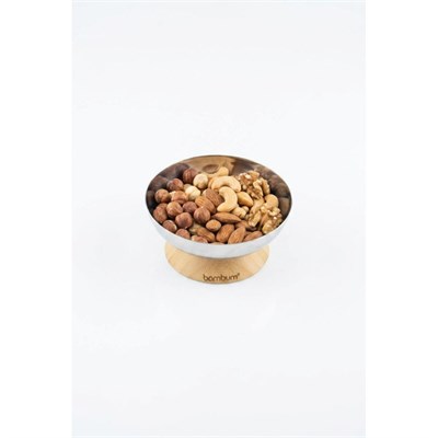 Bambum Mina - Bambu Altlıklı Çelik Sunum Tabağı 12cm