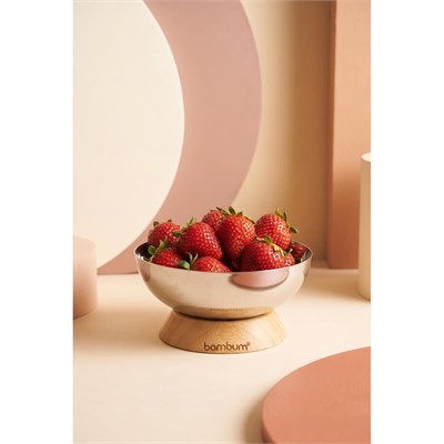 Bambum Mina - Bambu Altlıklı Çelik Sunum Tabağı 12cm