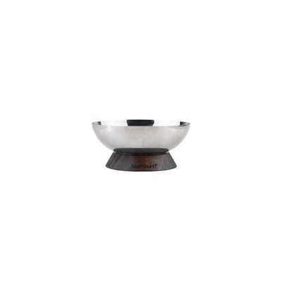 Bambum Nero - Mina - 6lı Bambu Altlıklı Çelik Sunum Tabağı 12cm