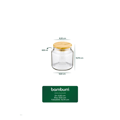 Bambum Zone - Cam Saklama Kabı 600ml