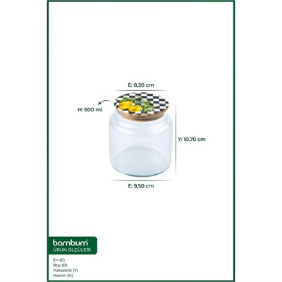 Bambum Zone Cam Saklama Kabı Limon Desenli Siyah 600ml