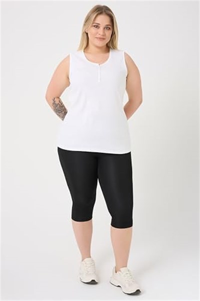 BANEGA Curve Büyük Beden Yüksek Bel Toparlayıcı Dalgıç Kumaş Diz Altı Spor Siyah Kapri Tayt - Bedenler: 3XL, 4XL, 5XL, XL, XXL