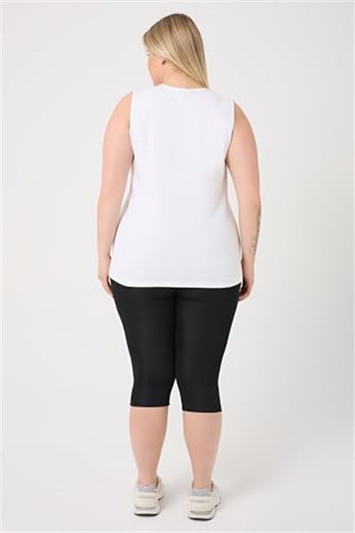 BANEGA Curve Büyük Beden Yüksek Bel Toparlayıcı Dalgıç Kumaş Diz Altı Spor Siyah Kapri Tayt - Bedenler: 3XL, 4XL, 5XL, XL, XXL