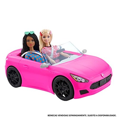 Barbie Araba Dönen tekerlekleri olan, 2 kişilik, üstü açık Barbie Araç, 3-7 yaş arası çocuklar için HBT92