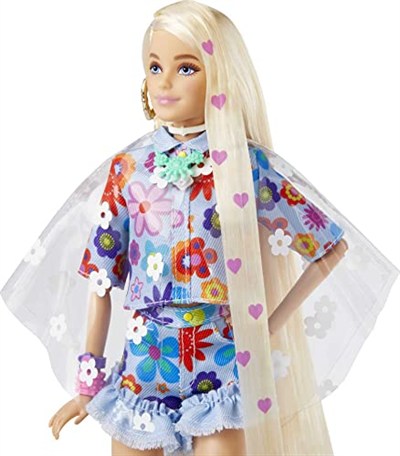 Barbie Extra - Mavi Etekli Bebek, Bükülebilen Esnek Eklemli, Hayvan Dostu Yavru Tavşan, 3 Yaş ve Üzeri için (HDJ45)