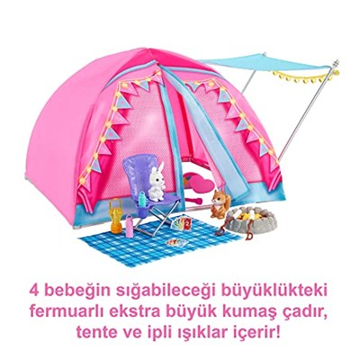 Barbie Malibu ve Brooklyn Kampta™ oyun seti 2 Barbie bebek, çadır ve aksesuarlarıyla It Takes Two™ kamp oyunu seti HGC18