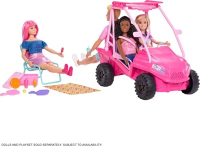 Barbie Mysteries: Beach Detectives oyun seti, oyuncak plaj arabası ve plaj sandalyesi ile havlu dahil 10dan fazla aksesuar, JFV68