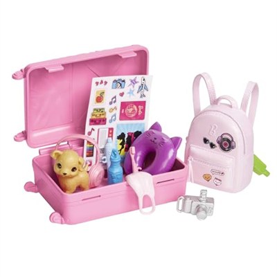 Barbie Seyahatte Bebeği ve Aksesuarları Barbie bebek ve aksesuarları, yavru köpeğiyle seyahat seti HJY18