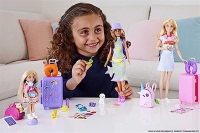 Barbie Seyahatte Chelsea Bebek ve Aksesuarları Barbie oyuncakları, Chelsea™ bebek ve aksesuarları, yavru köpeğiyle seyahat seti HJY17