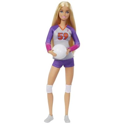 Barbie Sporcu Bebekler, üniforması ve topuyla Barbie Voleybolcu Bebek ile aksesuarları, HKT72
