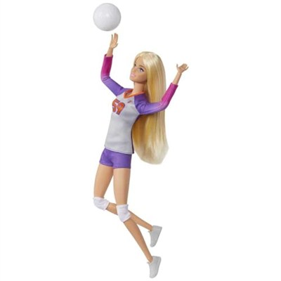 Barbie Sporcu Bebekler, üniforması ve topuyla Barbie Voleybolcu Bebek ile aksesuarları, HKT72