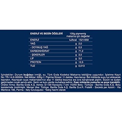 Barilla Fusilli (Burgu) Makarna 500 g. 3lü paket