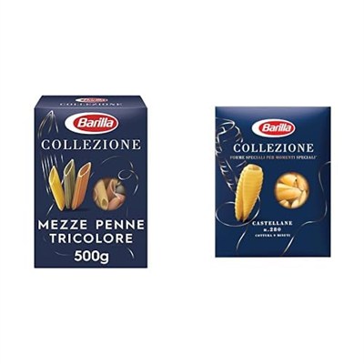 Barilla Mezze Penne Tricolore (Üç Renkli Kalem) Makarna 500 Gr ve Barilla Castellane Makarna 500 Gr