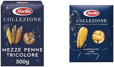 Barilla Mezze Penne Tricolore (Üç Renkli Kalem) Makarna 500 Gr ve Barilla Castellane Makarna 500 Gr