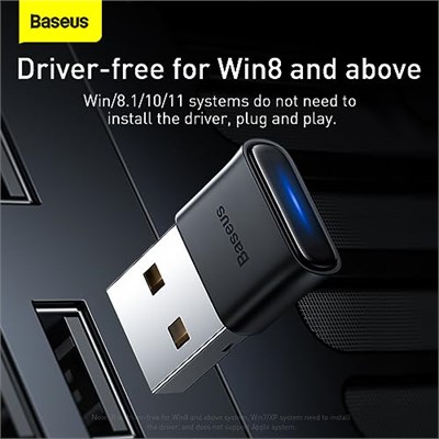 Baseus BA04 Mini Bluetooth Adaptör USB Alıcı Bluetooth 5.0 Siyah