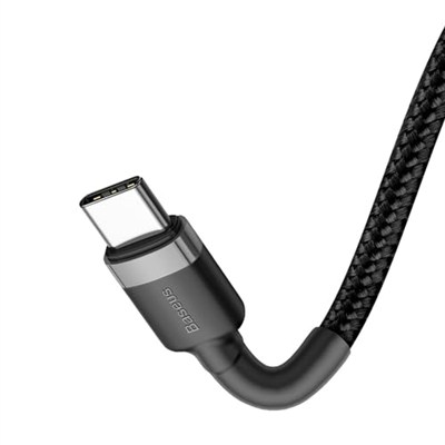 Baseus Cafule, 3.0 A USB-C & USB-C Şarj & Data Aktarımı Kablosu, Flash/Hızlı Şarj, 1 Metre, Gri/Siyah, CATKLF-GG1