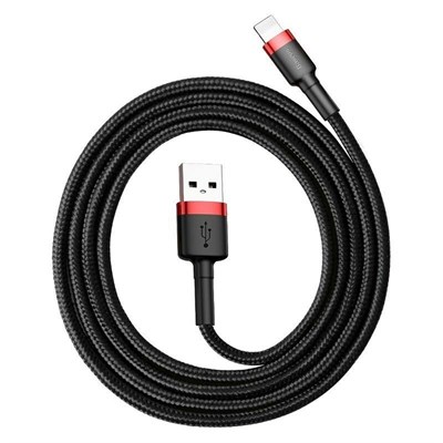 Baseus Cafule Serisi, 1.5 A USB-A & Lightning Şarj & Data Aktarım Kablosu, 2 Metre, Kırmızı - Siyah