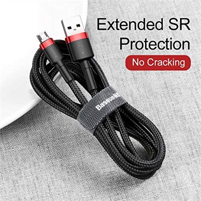 Baseus Cafule Serisi, 2.4 A USB-A & Micro-USB Şarj & Data Aktarım Kablosu, 1 Metre, Kırmızı