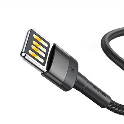Baseus Cafule Special Edition, USB-A & Lightning 2.4 A Şarj & Data Aktarım Kablosu,1 Metre, Gri - Siyah, ‎CALKLF-GG1 - Seçenekler: 1.5A, 2.4A