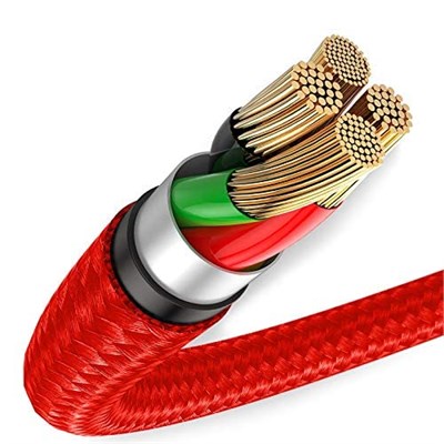 Baseus Halo, 2.4 A USB-A & Lightning Şarj & Data Aktarım Kablosu 1 Metre Kırmızı