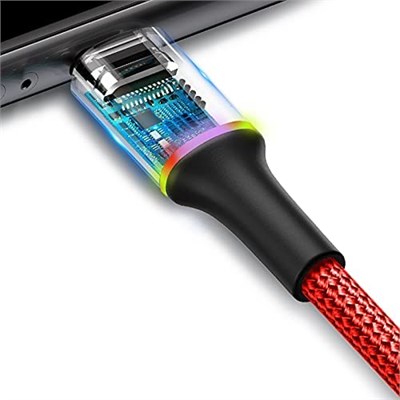 Baseus Halo, 2.4 A USB-A & Lightning Şarj & Data Aktarım Kablosu 1 Metre Kırmızı