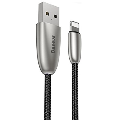 Baseus Torch Serisi Alüminyum Alaşım Örgü Tasarım 1.5A 2 Metre Lightning ile Uyumlu Data ve Şarj Kablosu Siyah
