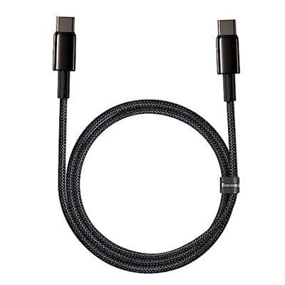 Baseus Tungsten Gold Hızlı Şarj Kablosu Type-C to Type-C 100W, 1m, Siyah