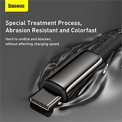Baseus Tungsten Gold Hızlı Şarj Kablosu Type-C to Type-C 100W, 1m, Siyah