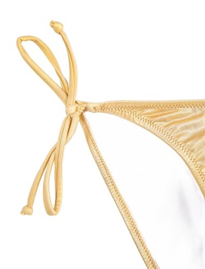 Basic Bikini Altı Yanları Bağlama Detaylı Dokulu Normal Bel