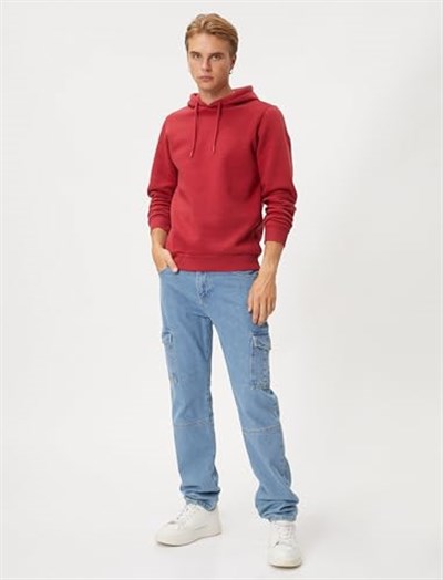 Basic Kapşonlu Sweat Uzun Kollu Şardonlu
