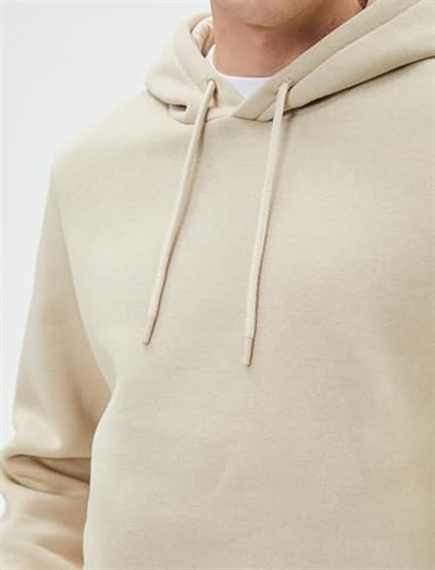 Basic Kapşonlu Sweatshirt Uzun Kollu Ribanalı Şardonlu