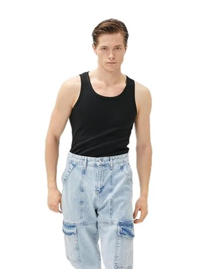 Basic Kolsuz Tişört Halter Yaka